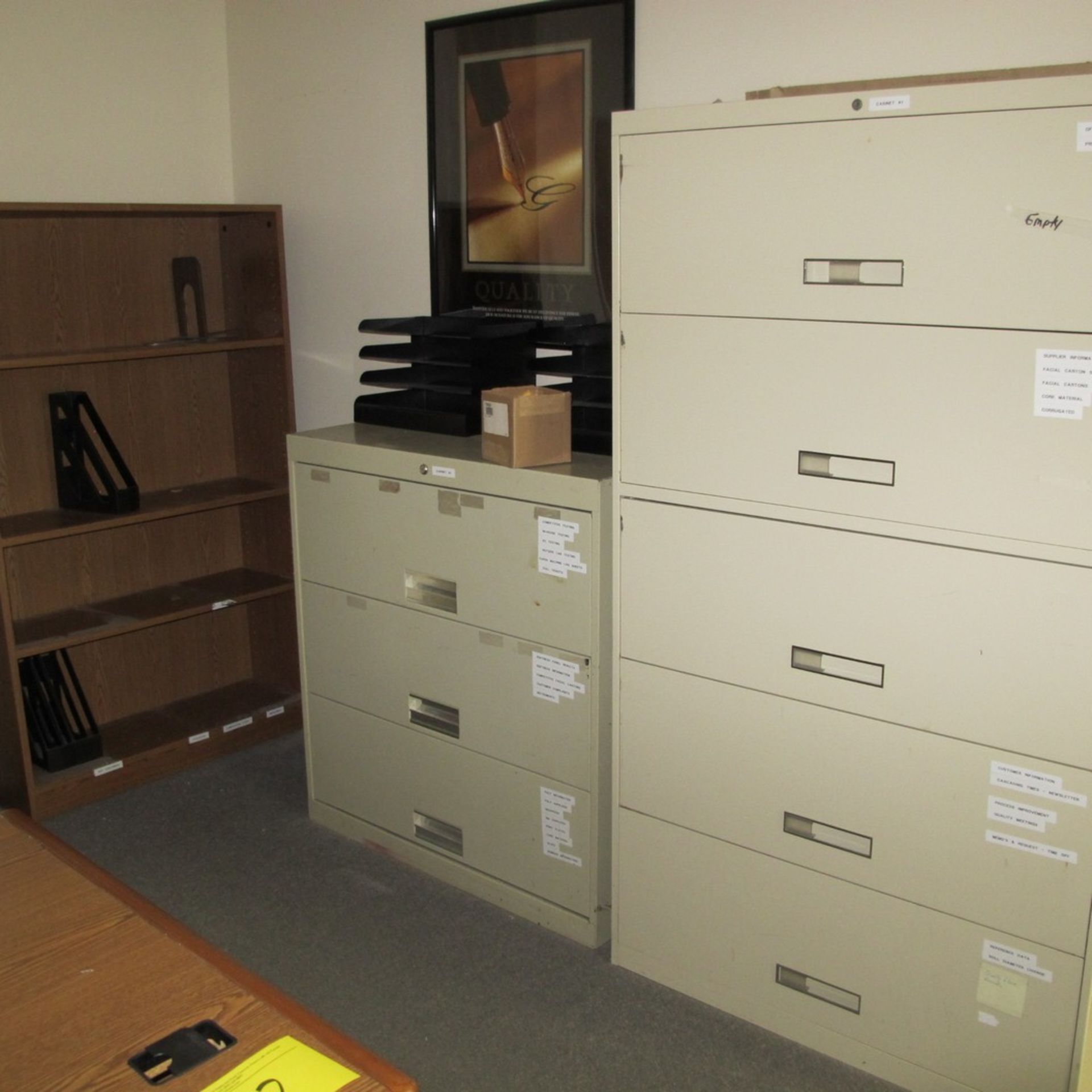 LOT OF FURNITURE IN LAB OFFICE INCLUDING L-SHAPED DESK, CHAIR, (2) FILE CABINETS, BOOKCASE, 2-DOOR - Image 3 of 3