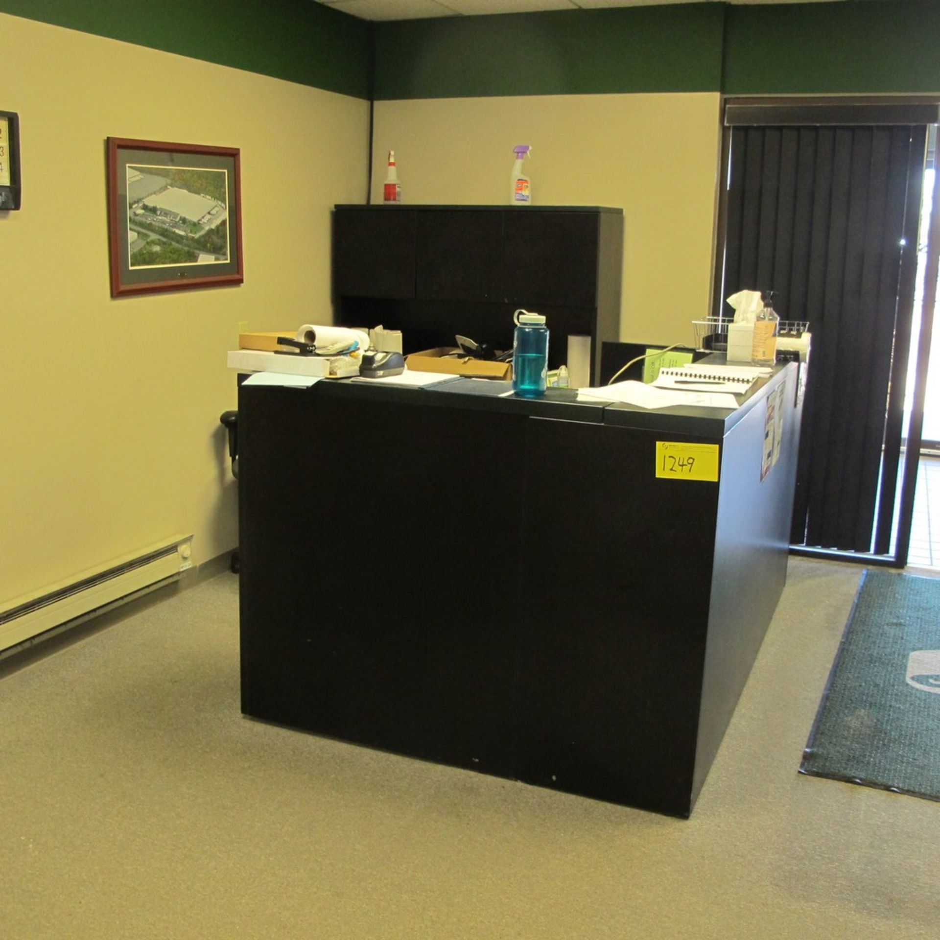 RECEPTION STATION, L-SHAPED W/ CREDENZA AND HUTCH, (1) CHAIR (FURNITURE ONLY) (LOWER OFFICES)