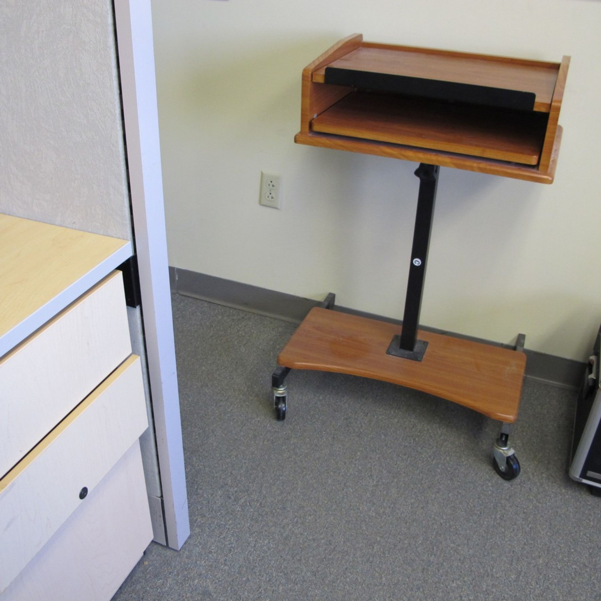 LOT OF 2-PERSON WORKSATION W/ DIVIDERS, UPPER CABINETS, DESKS, (5) FILE CABINETS, TABLE, SMALL DESK, - Image 7 of 7