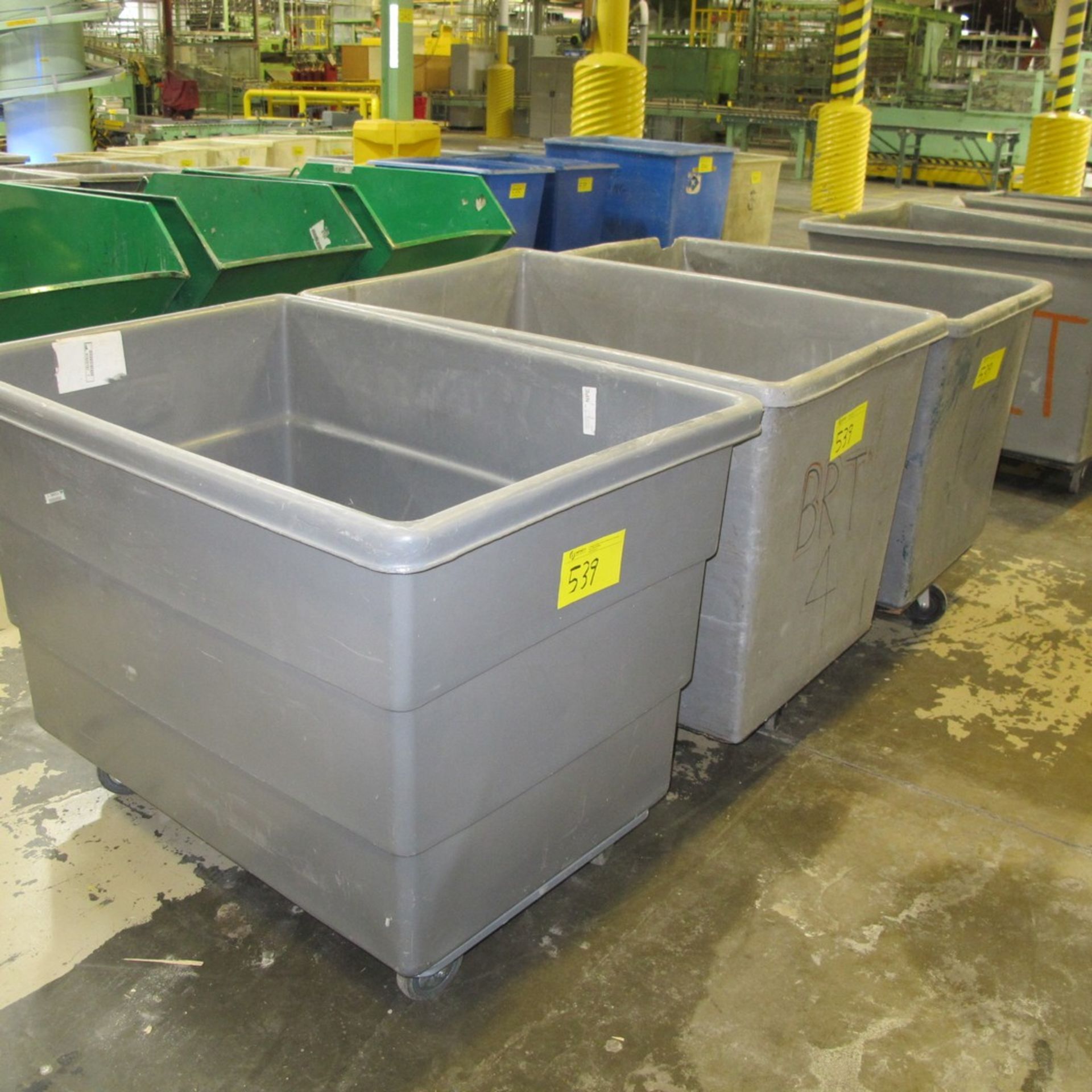 LOT OF (3) PLASTIC BINS ON CASTERS (CENTER NORTH PLANT)