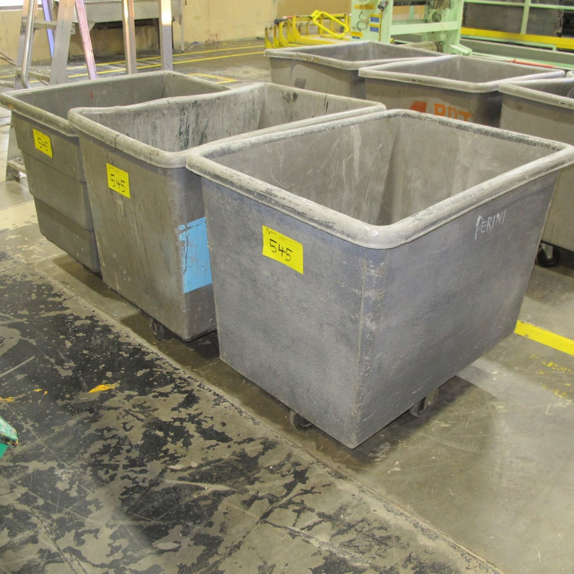LOT OF (3) PLASTIC BINS ON CASTERS (CENTER NORTH PLANT)