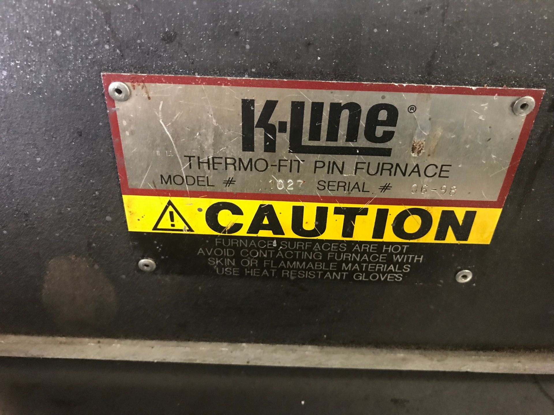 K-LINE THERM-FIT PIN FURNACE MODEL 1027, S/N 06-98 - Image 2 of 3