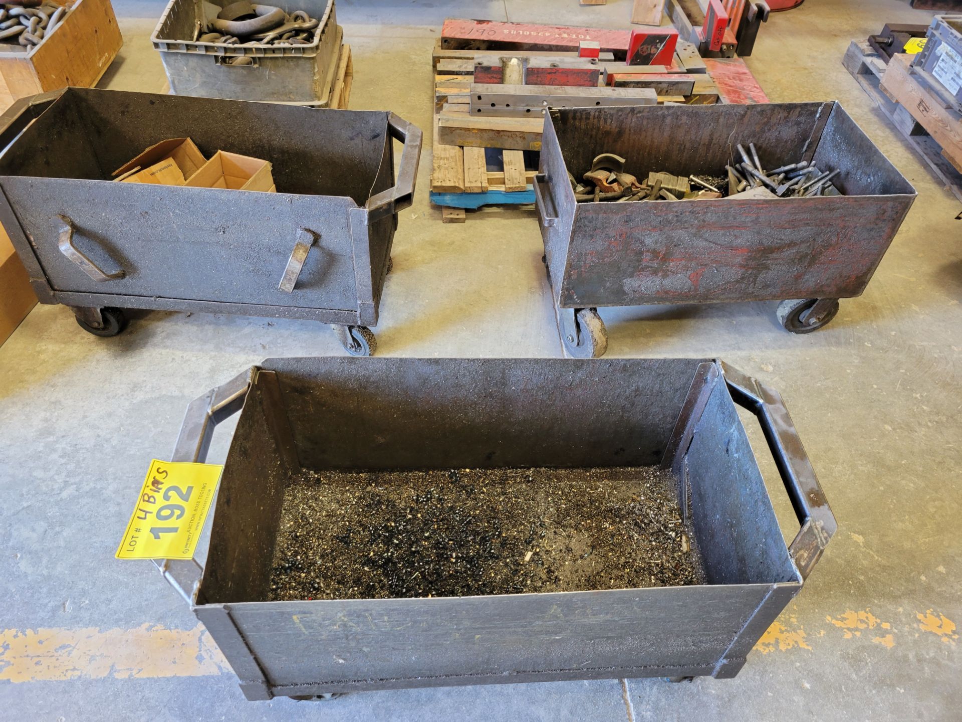 LOT OF (3) STEEL BINS W/ CONTENTS