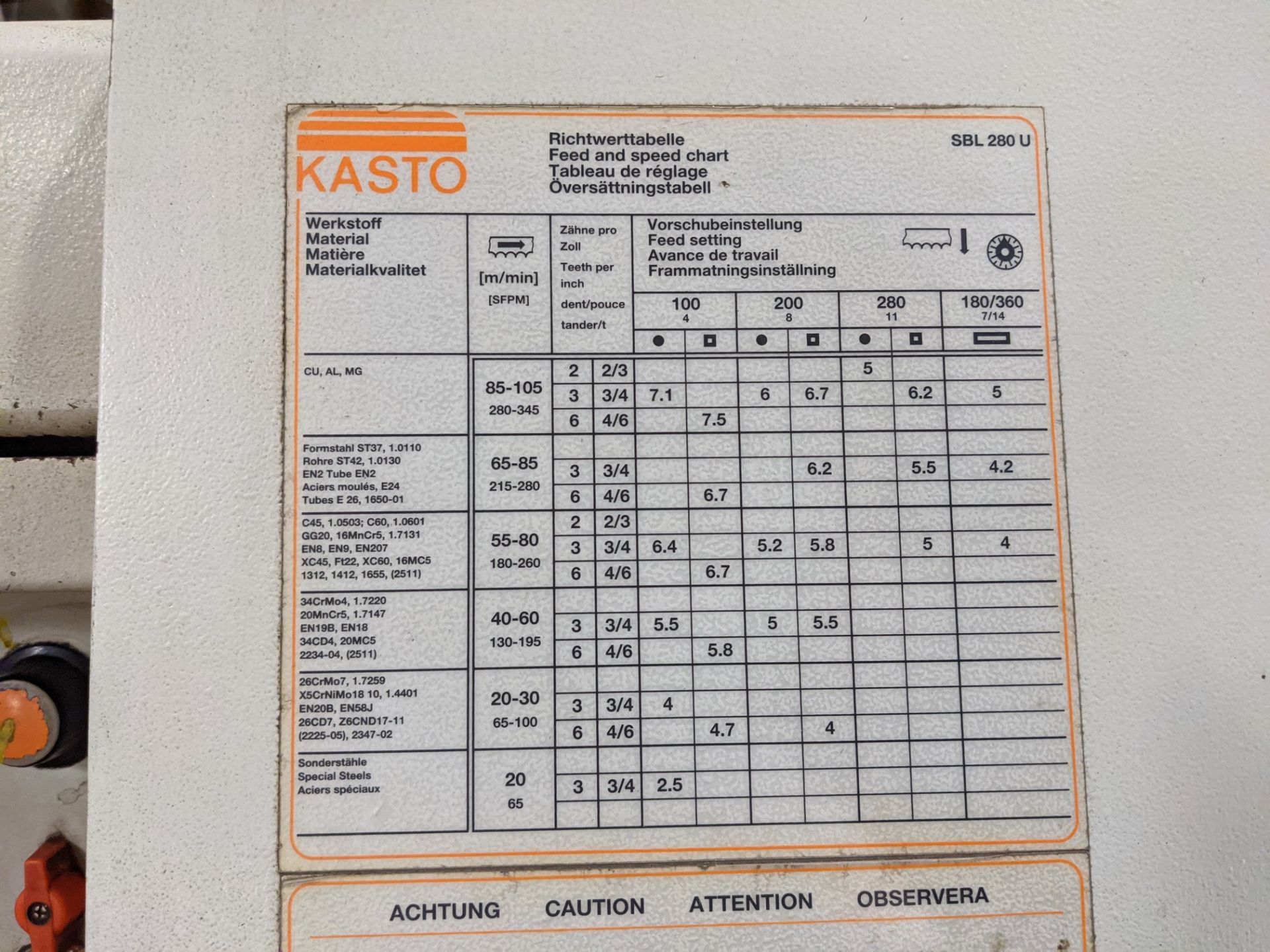 KASTO SBL 280U HORIZONTAL BANDSAW W/ CLAMPING AND EXTRA BLADES - Image 4 of 4