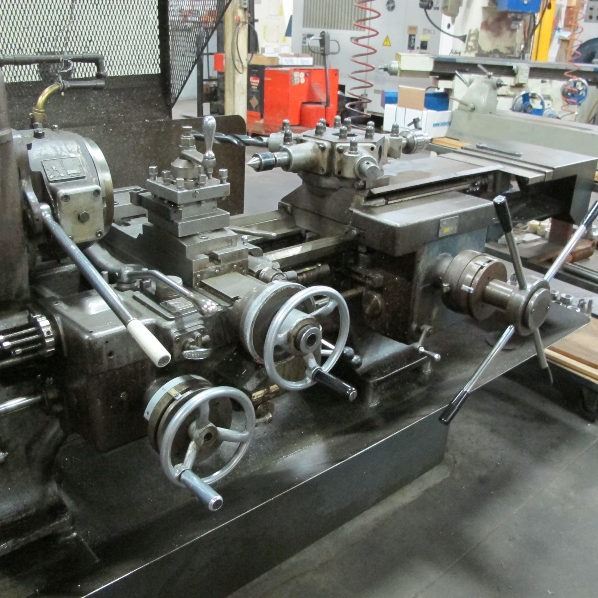 ALBERT HERBERT LATHE, 17" BETWEEN CENTERS, 6 SIDED TURRET W/TOOLING, 7-1/2" l BAR FEEDER, 3" BORE, - Image 7 of 12