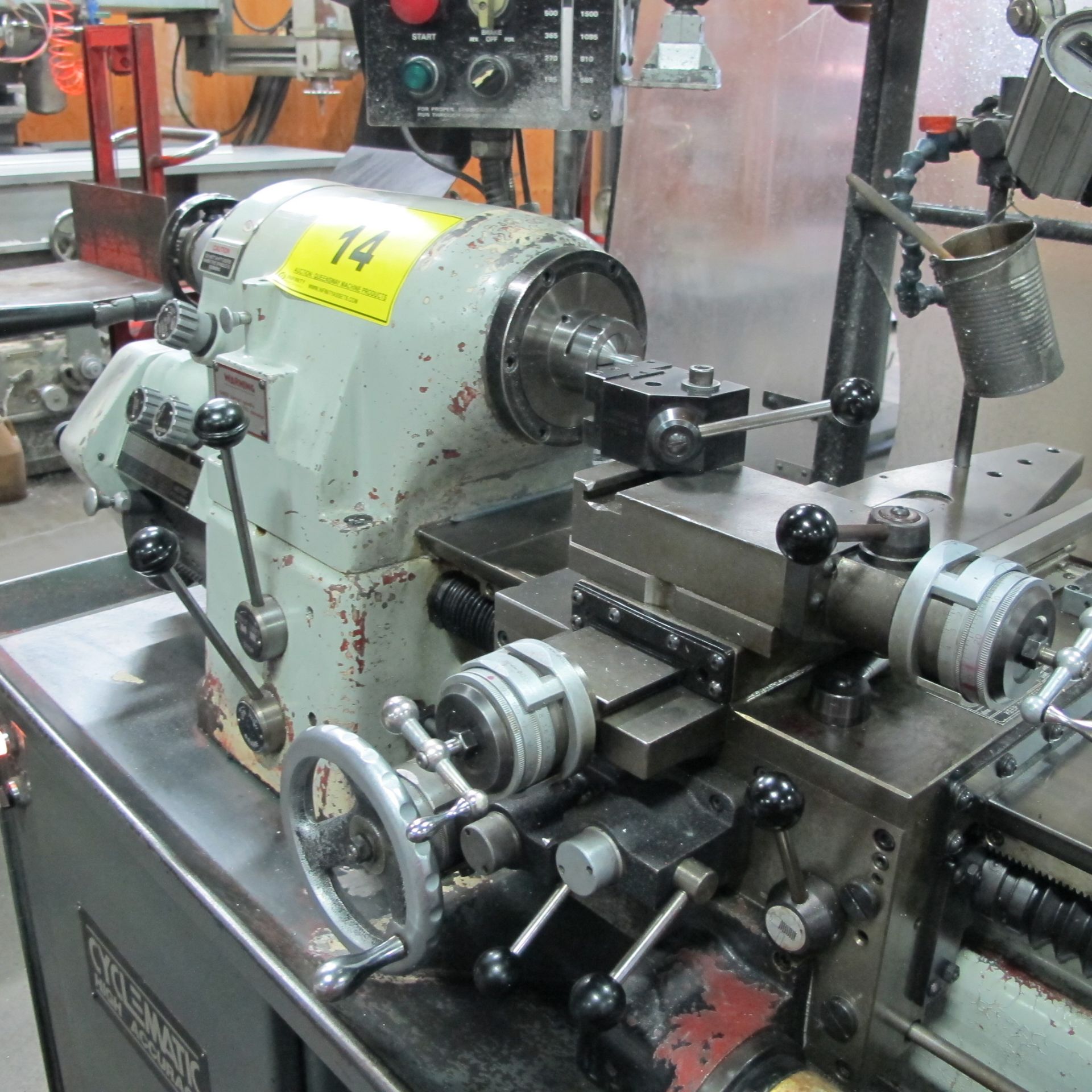 CYCLEMATIC MODEL CLT-618EM TOOL ROOM LATHE, ANILAM WIZARD 450L DRO, 11” SWING, 9" MAX CUT DIA., 18" - Image 8 of 16