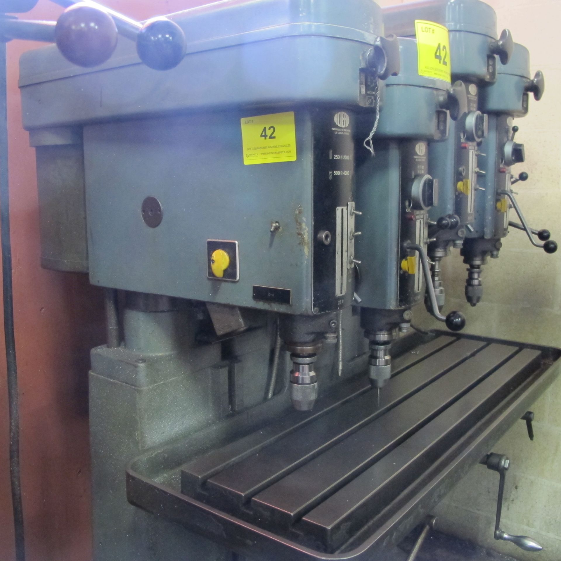 ACIERA 4-SPINDLE PEDESTAL DRILL PRESS, 37-4000 RPM, 51"W X 19-1/2"D TABLE (RIGGING FEE $250) - Image 5 of 5