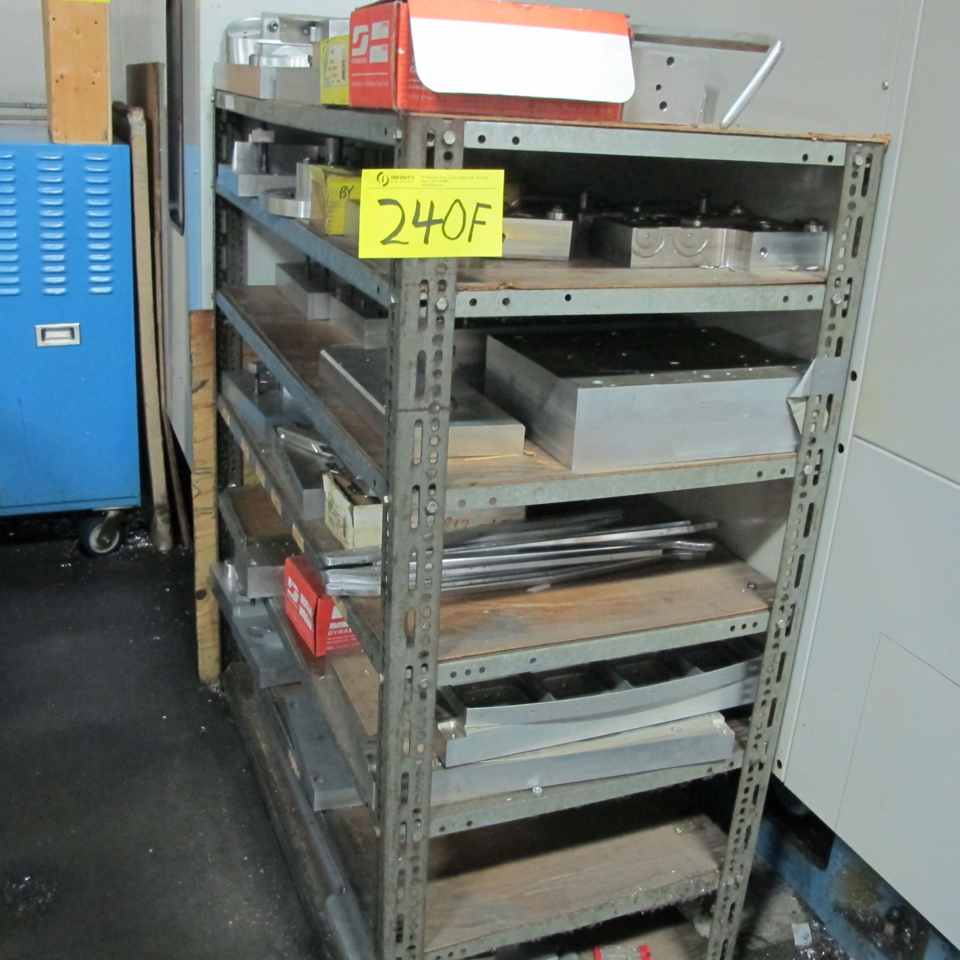 7-LEVEL CABINET W/ ASST. SETUP FIXTURES, BLOCKS, PLATES, PIGEON HOLE CABINET W/ SETUP BLOCKS