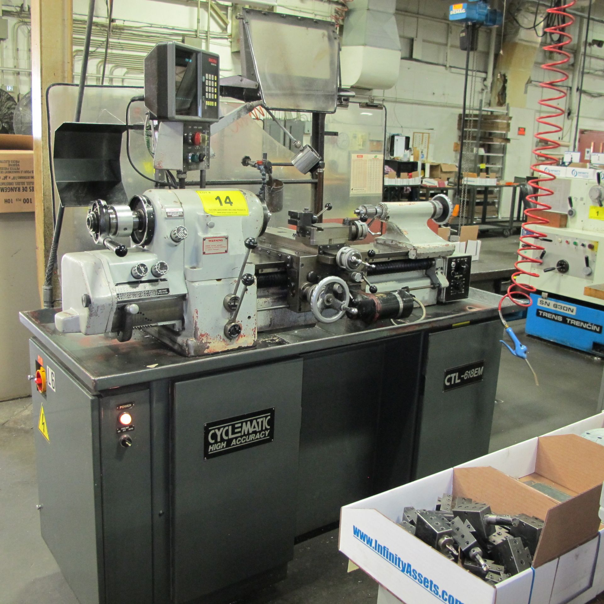 CYCLEMATIC MODEL CLT-618EM TOOL ROOM LATHE, ANILAM WIZARD 450L DRO, 11” SWING, 9" MAX CUT DIA., 18" - Image 4 of 16