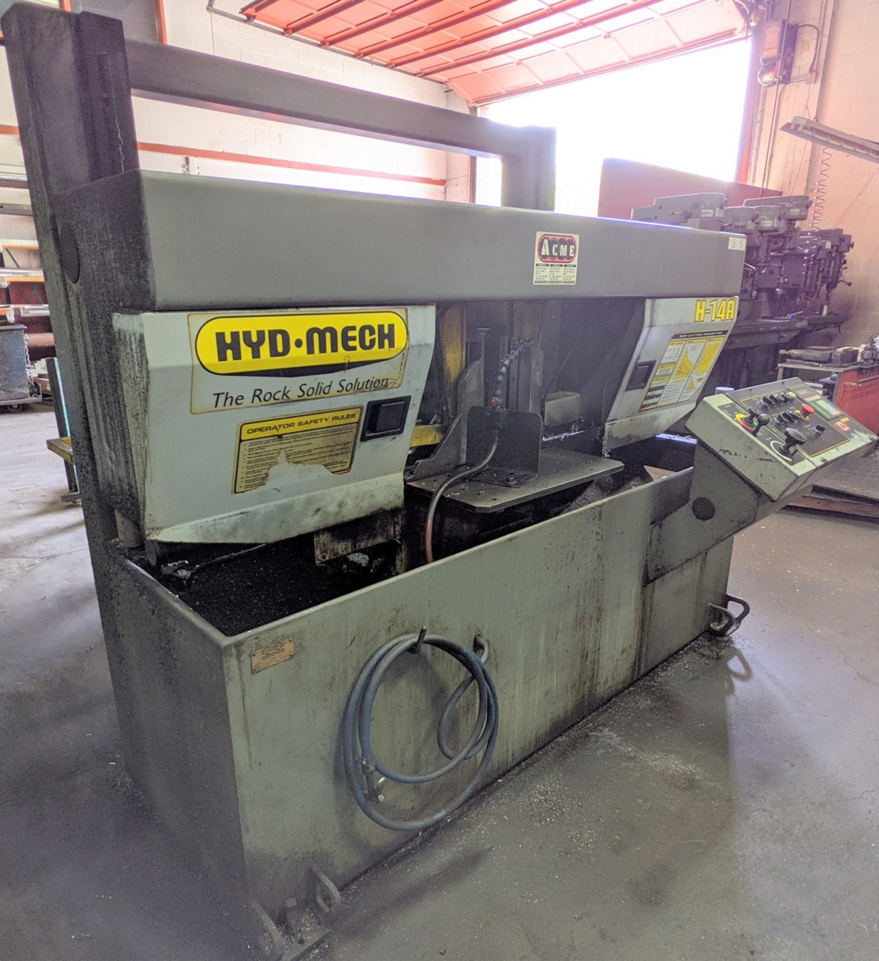 HYD-MECH (2001) MODEL H-14A HORIZONTAL AUTOMATIC BANDSAW, AUTO CLAMP, AUTO FEED, S/N 60401377 ( - Image 5 of 18