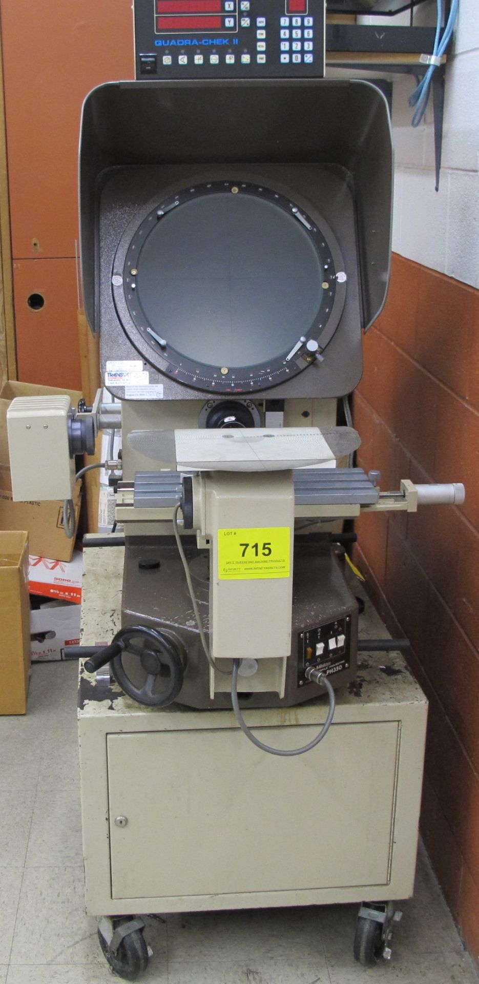 MITUTOYO PH350 PROFILE PROJECTOR / OPTICAL COMPARATOR W/ QUADRA-CHEKII 2-AXIS DRO