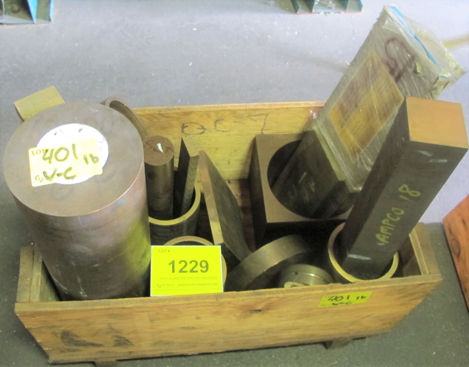 CRATE OF BRONZE, BERILIUM, COPPER AS LABELLED, APPROX. 400LBS TOTAL WEIGHT