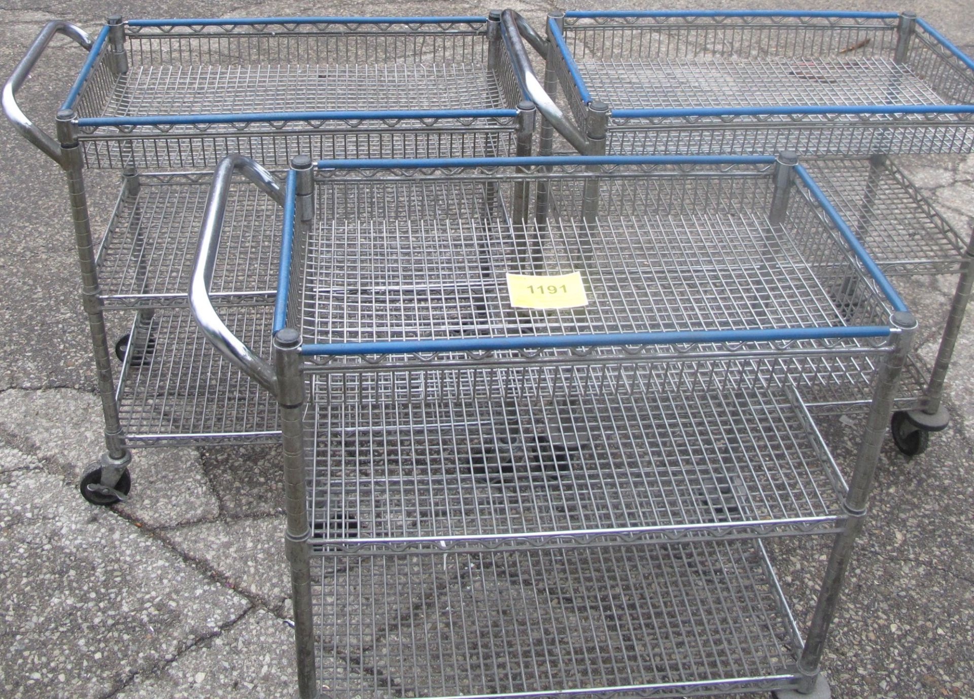 LOT OF (3) MESH 3-LEVEL SHOP CARTS, 30"L X 18"W X 32"H (NO CONTENTS)