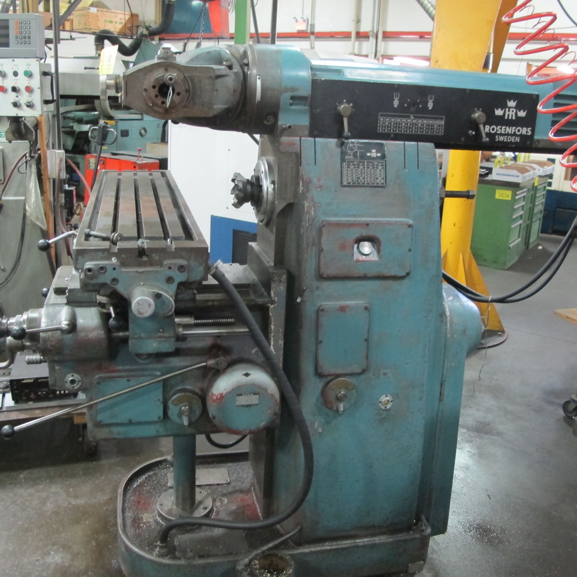 ROSEN FORS RFU UNIVERSAL MILLING MACHINE, S/N 690, 12" X 58" TABLE, 4-1/2" CUTTING HEAD - Image 2 of 4