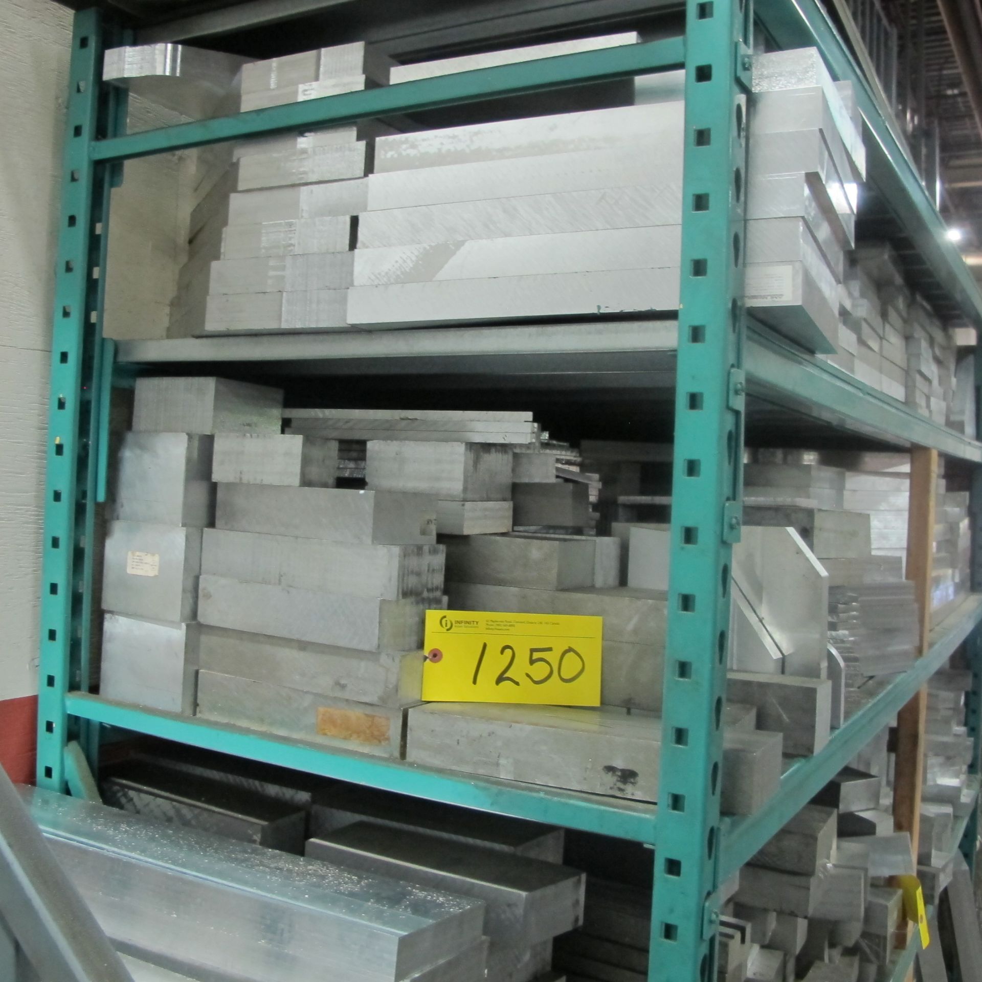 ALUMINUM STOCK CONTENTS ON 5-LEVEL RACK W/ METAL ON SHELF ON RIGHT OF RACK AND METAL BLOCKS BESIDE - Image 4 of 5