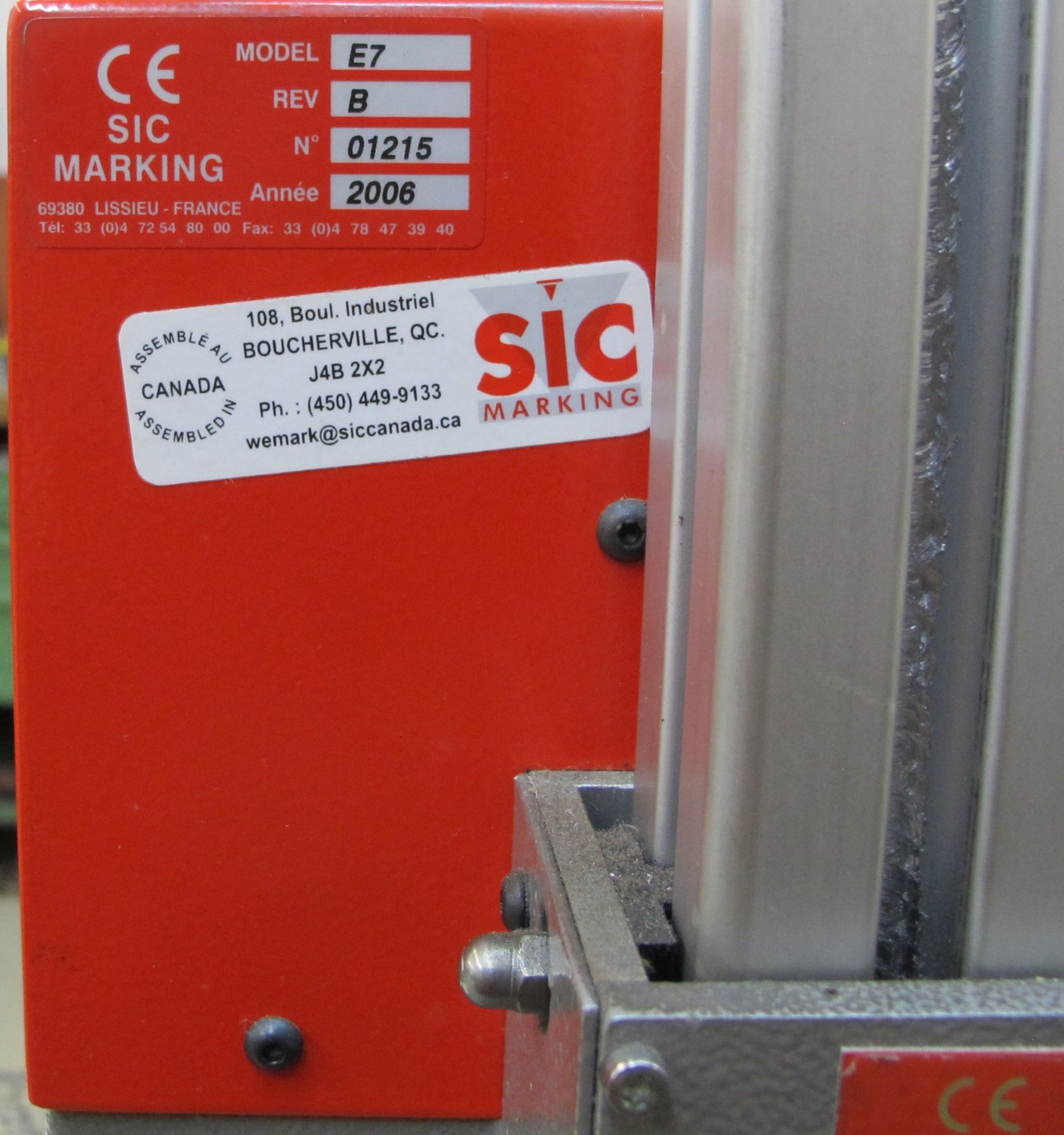 SIC E7 DOT PEEN BENCH TOP MARKING SYSTEM, S/N 01215 - Image 3 of 3