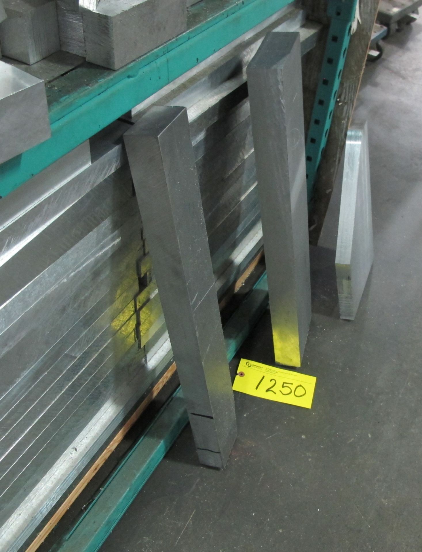ALUMINUM STOCK CONTENTS ON 5-LEVEL RACK W/ METAL ON SHELF ON RIGHT OF RACK AND METAL BLOCKS BESIDE - Image 5 of 5