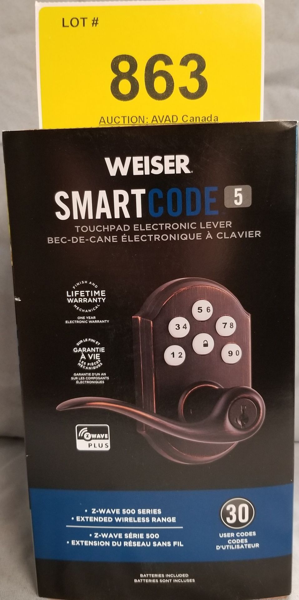 WEISER SMART CODE 5 TOUCHPAD ELECTRONIC LEVER - (BNIB) MSRP $229