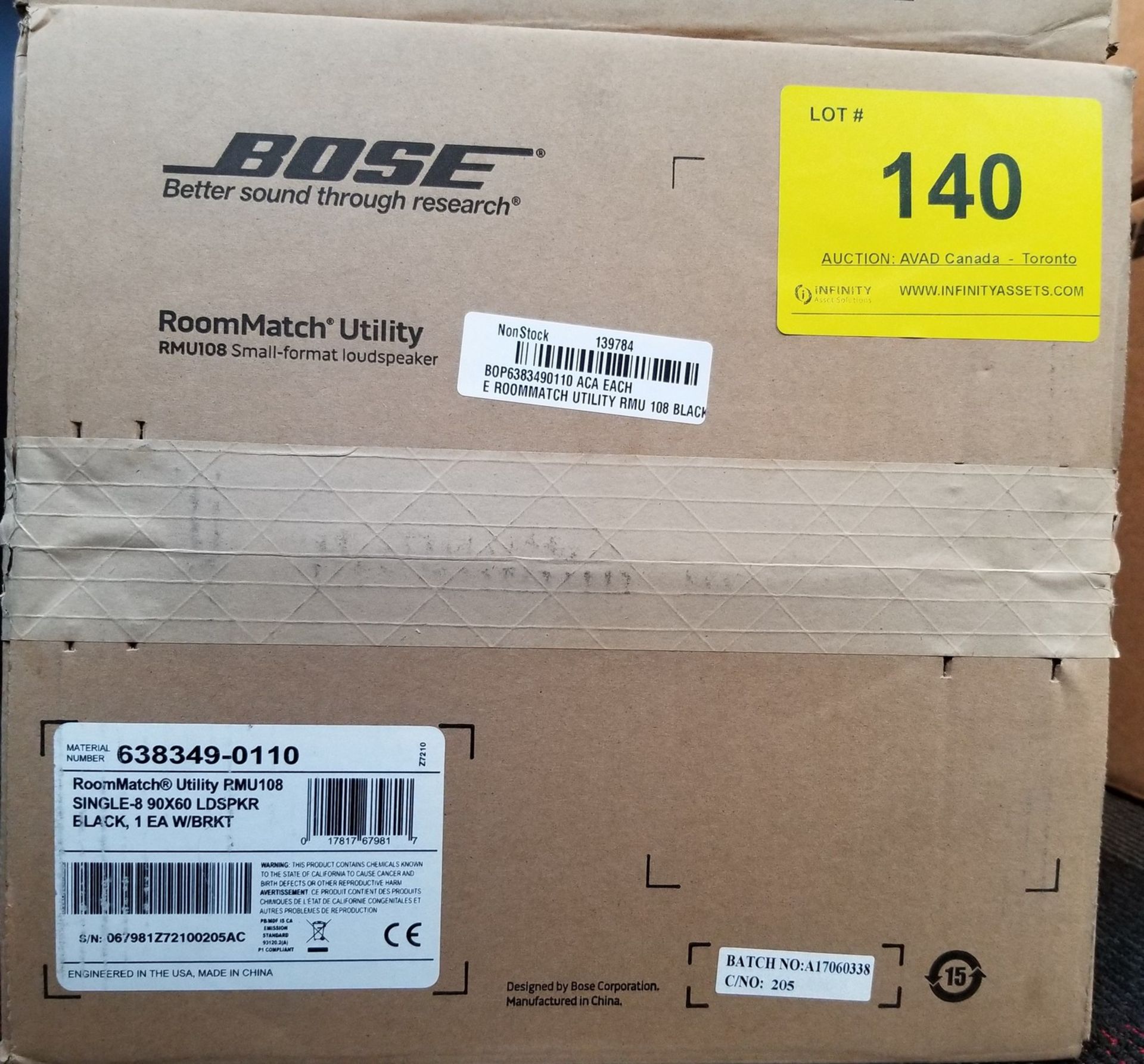 BOSE, ROOMMATCH UTILITY RMU108, SMALL FORMAT LOUDSPEAKER, BLACK - (BNIB)