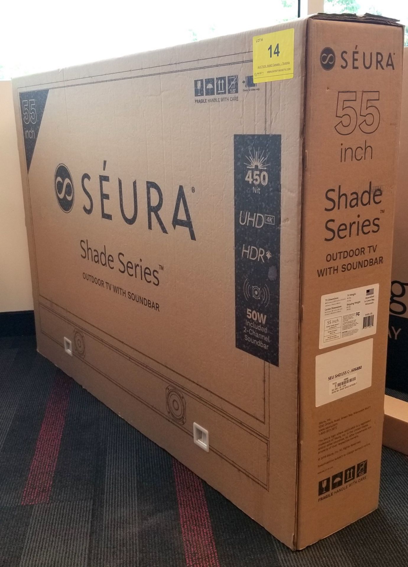 SEURA, 55" SHADE SERIES OUTDOOR TV WITH SOUNDBAR, MODEL: SHD1-55 - (BNIB) MSRP $4,999