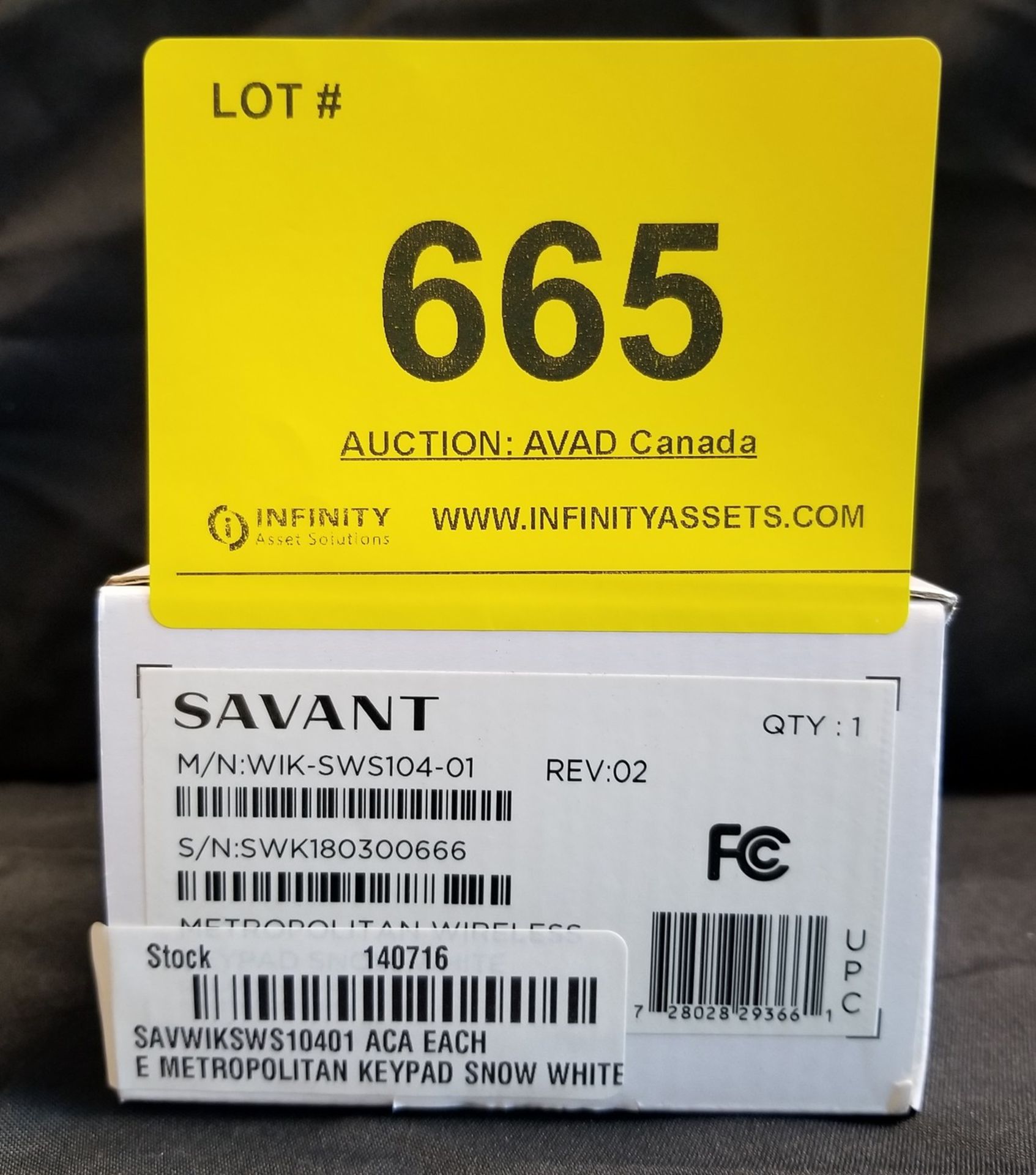 SAVANT,WIK-SWS104-01 METROPOLITAN WIRELESS KEYPAD SNOW WHITE - (BNIB) COST $165