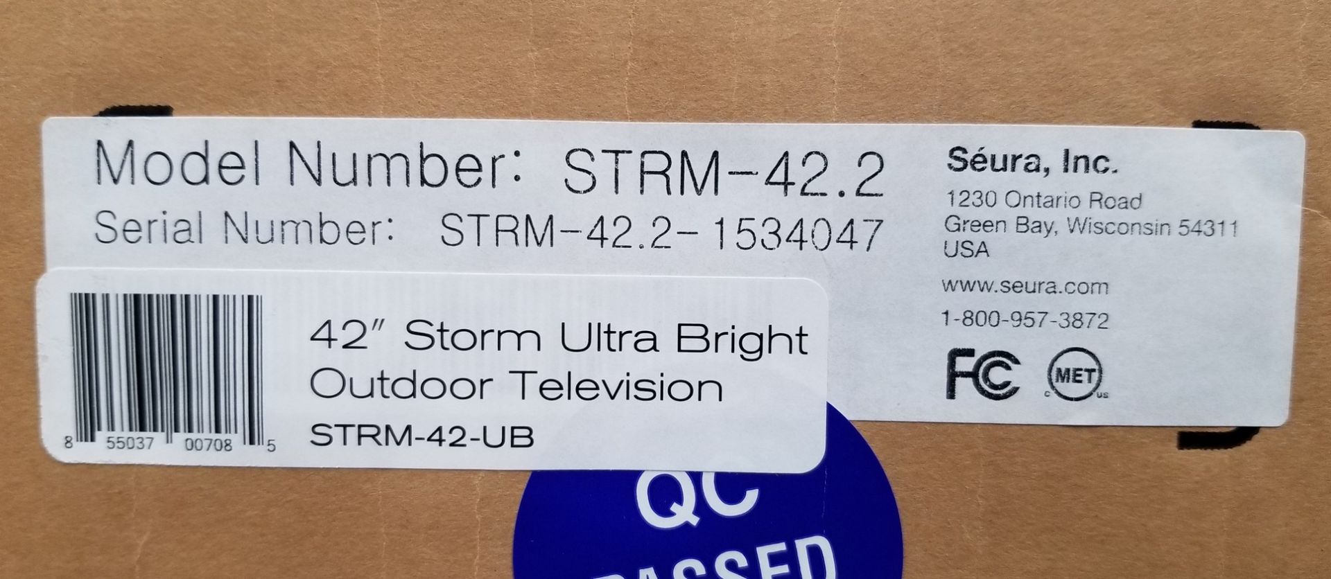 SEURA, 42" STORM ULTRA BRIGHT OUTDOOR TV, MODEL: STRM-42-UB - (BNIB) MSRP $3,999 - Image 2 of 2