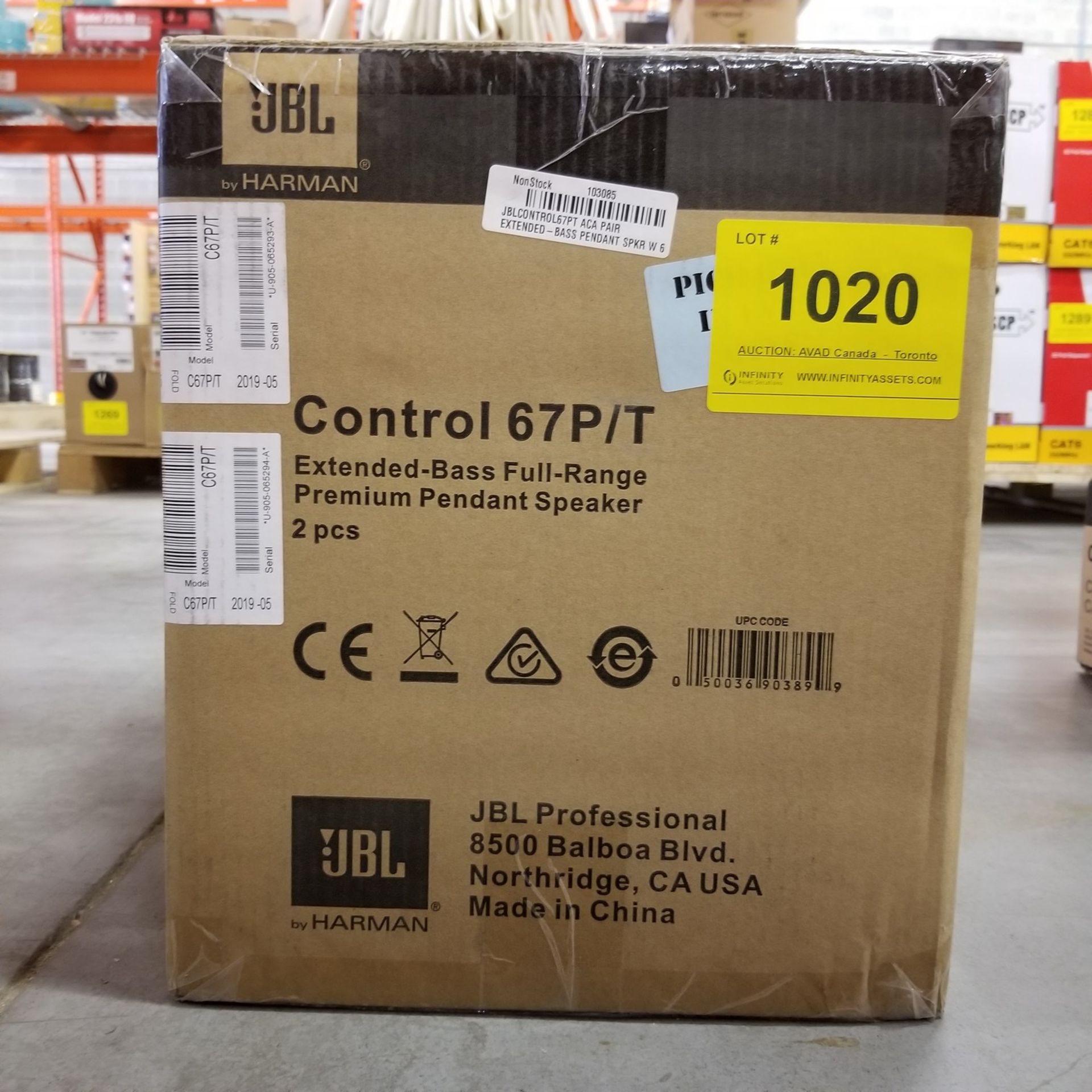 JBL, CONTROL 67P/T EXTENDED BASE FULL-RANGE PREMIUM PENDANT SPEAKER - (BNIB) MSRP $800 USD