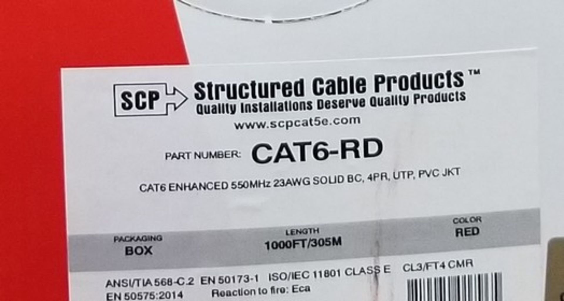 SCP, CAT6-RD NETWORKING LAN - 1000FT - Image 2 of 2
