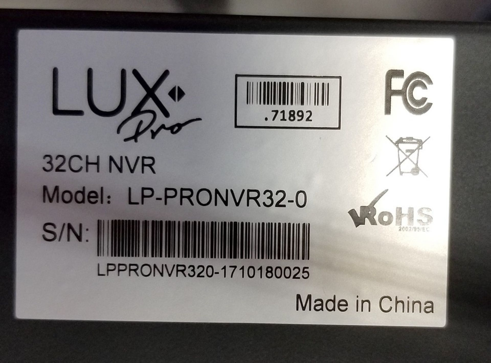 LUX, LP-PRONVR32-0 NETWORK VIDEO RECORDER - (NOB) COST $528 - Image 4 of 4