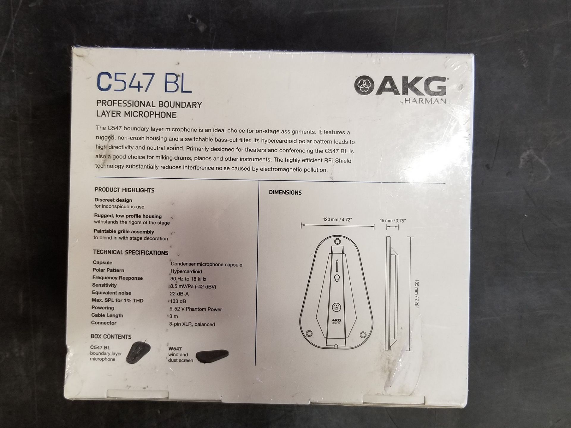 AKG, C547 BL PROFESSIONAL BOUNDARY LAYER MICROPHONE - (BNIB) MSRP $400 USD - Image 3 of 3