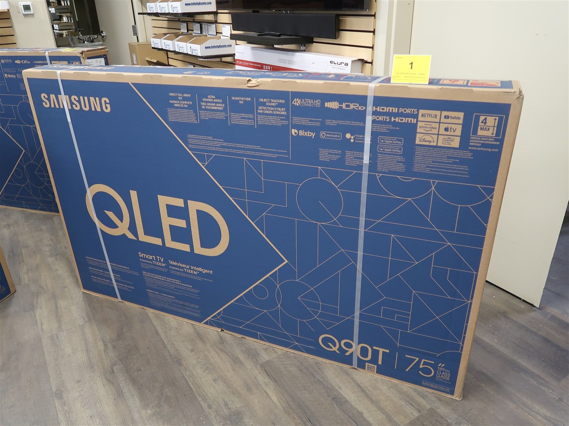 SAMSUNG QLED Q90T, 75 IN. SMART TV, MOD. QN75Q90TAF (BNIB) MSRP $3500