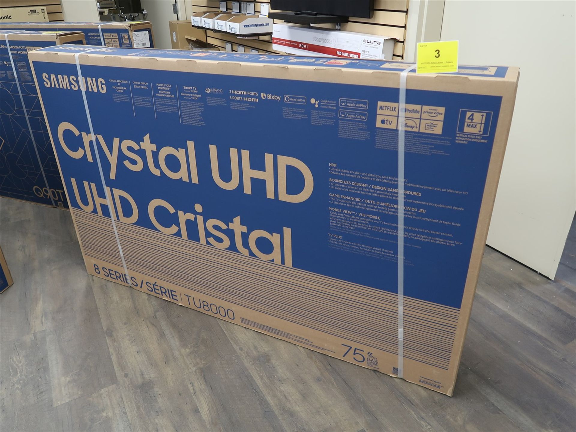 SAMSUNG CRYSTAL UHD, 75 IN. SMART TV, MOD. UN75TU8000F, (BNIB) MSRP $1800