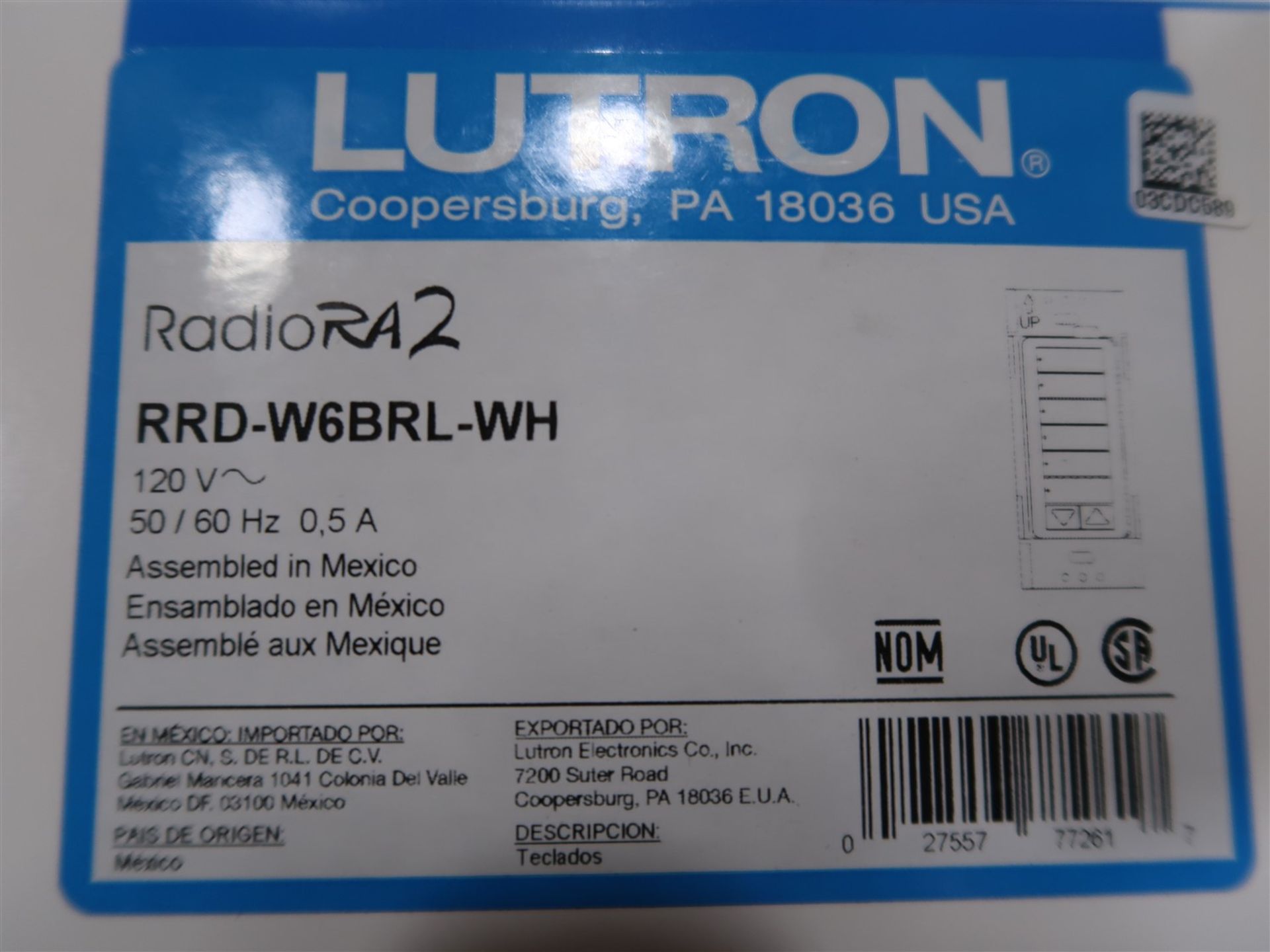LUTRON RADIO RA2 WALL MOUNT DESIGNER KEY PAD RRD-W6BRL-WH (BNIB) - Image 2 of 2