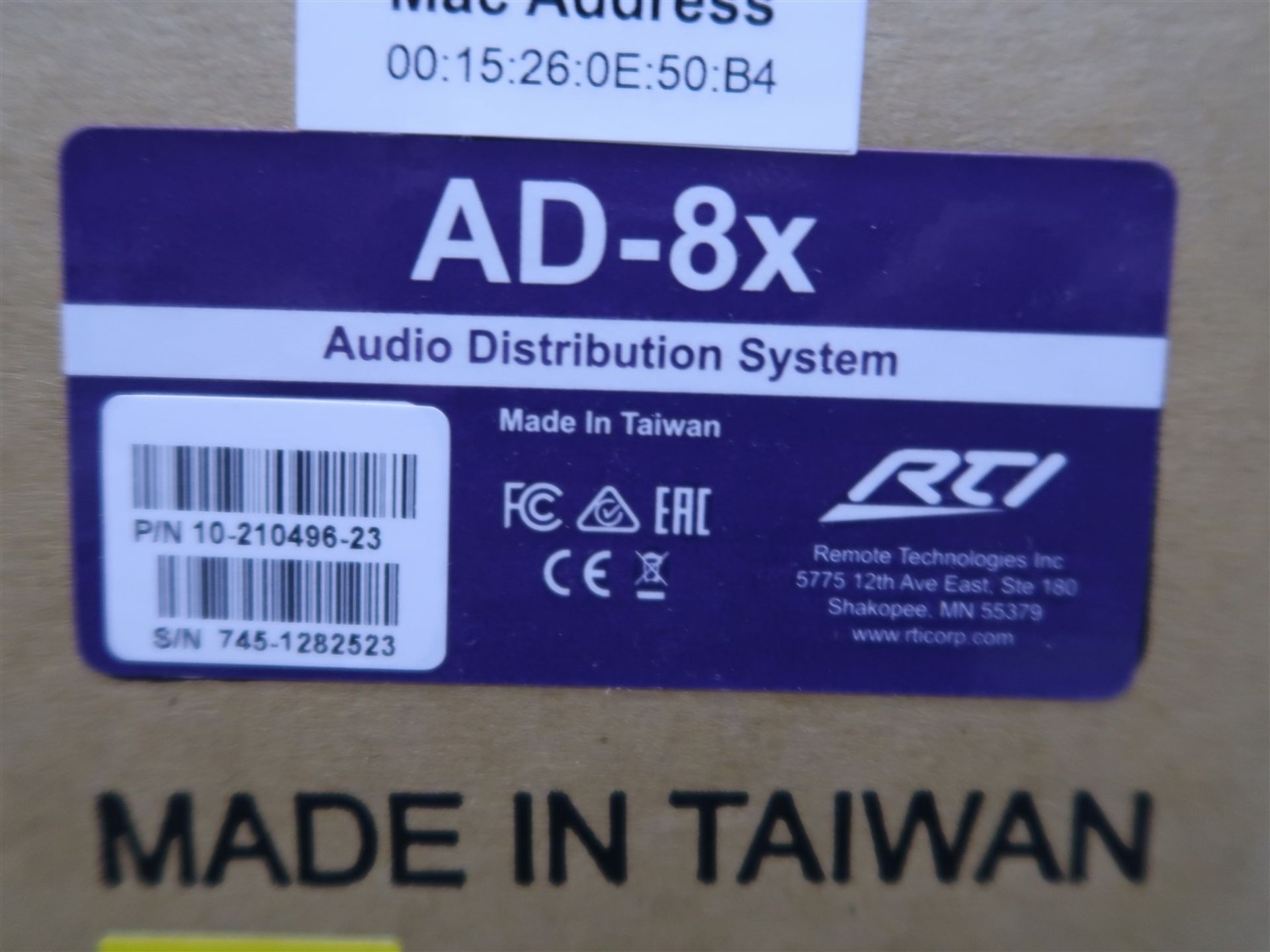 RTI AD-8X AUDIO DISTRIBUTION SYSTEM, (BNIB) - Image 2 of 2