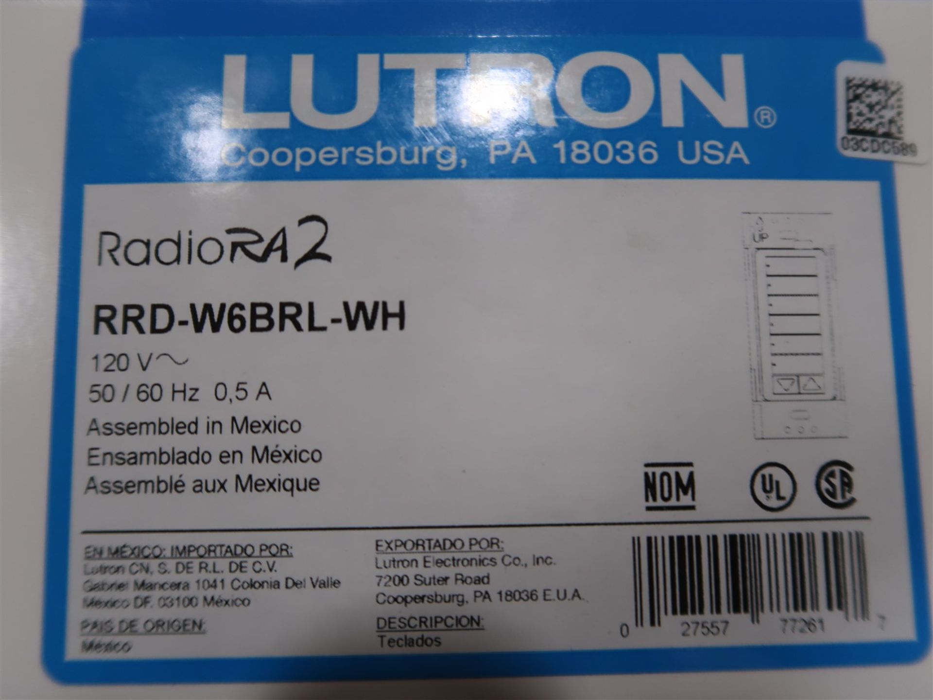 LUTRON RADIO RA2 WALL MOUNT DESIGNER KEY PAD RRD-W6BRL-WH (BNIB) - Image 2 of 2