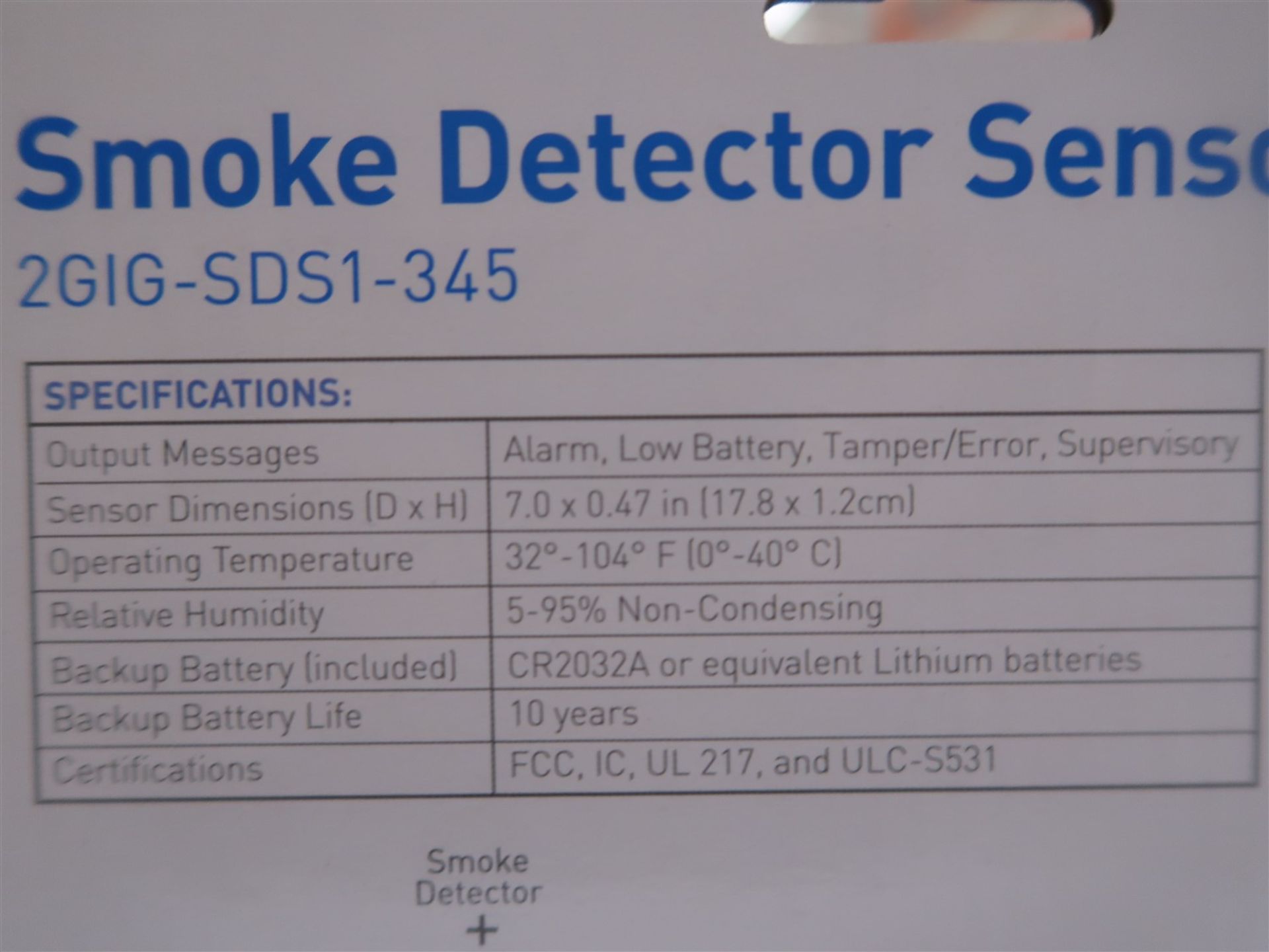 2 GIG SMOKE DETECTOR SENSOR SDS1-345 (BNIB) - Image 2 of 3