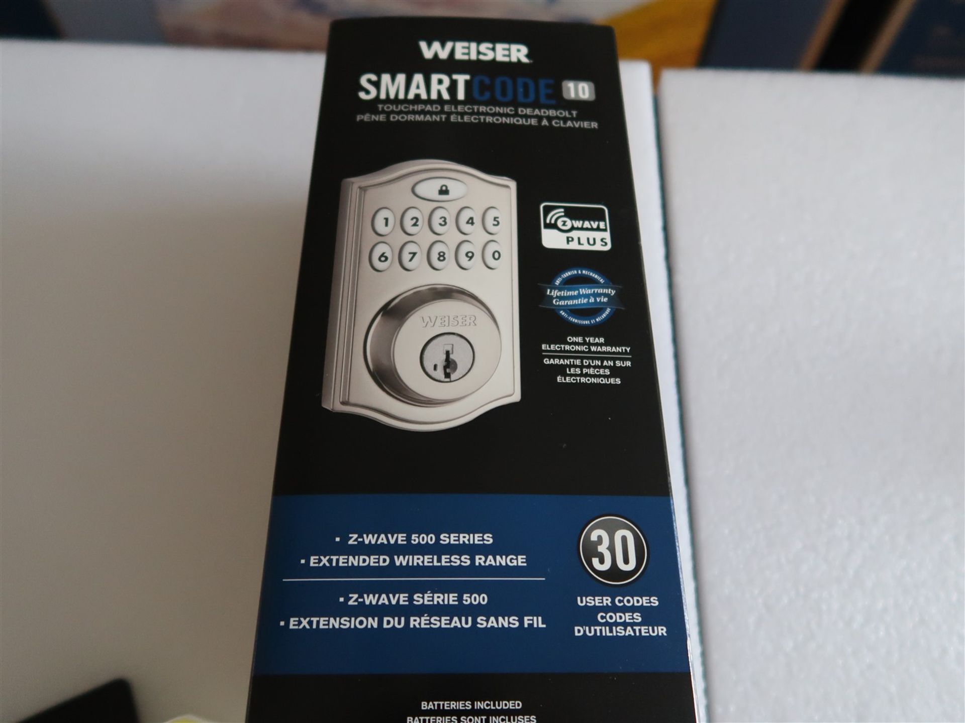 WEISER SMART CODE 10 TOUCH PAD ELECTRONIC DEAD BOLT SILVER FINISH 9GED 18000-016, (BNIB) - Image 2 of 3