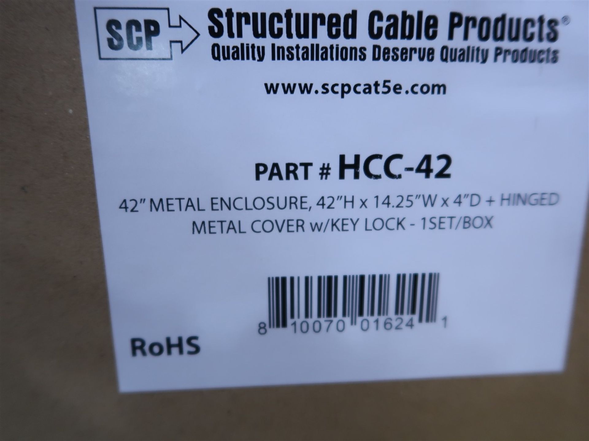 SCP HCC-42 42 IN. METAL ENCLOSURE 42 IN. H X 14.25 IN. W X 4 IN. D + HINGED METAL COVER W/KEYLOCK - Image 2 of 2