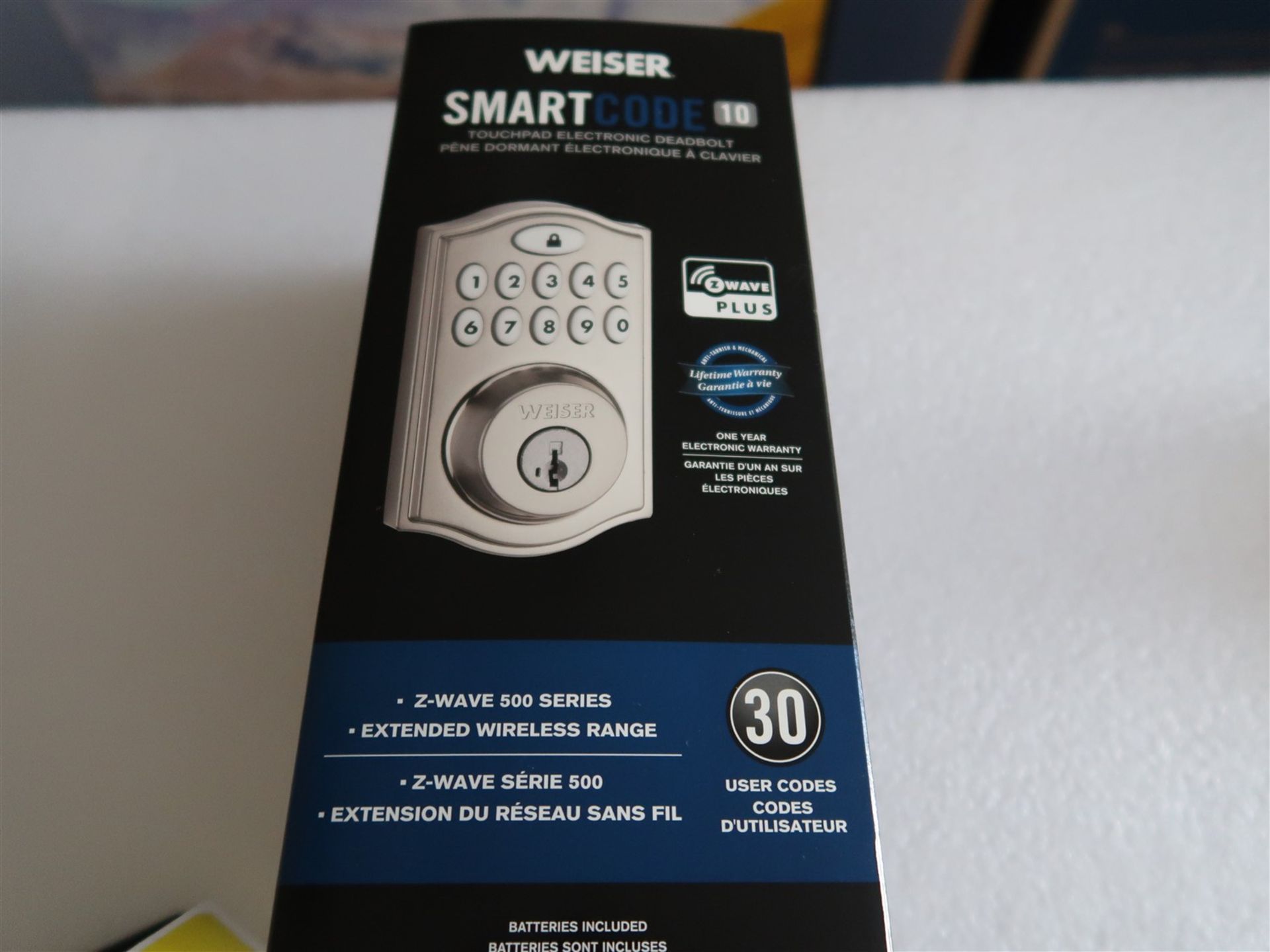 WEISER SMART CODE 10 TOUCH PAD ELECTRONIC DEAD BOLT SILVER FINISH 9GED 18000-016, (BNIB) - Image 2 of 3