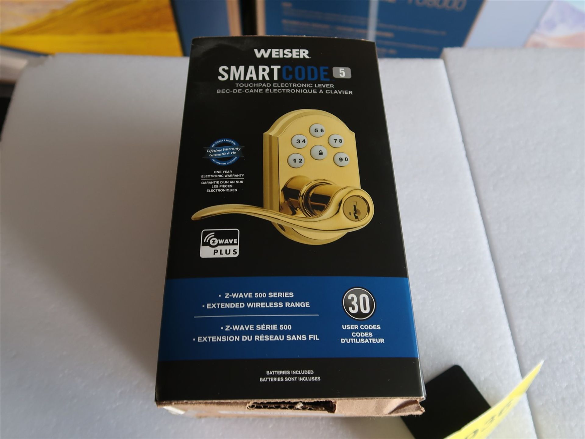 WEISER SMART CODE 5 TOUCH PAD ELECTRONIC LEVER 9GED 14550-004 BRASS, (BNIB) - Image 2 of 3