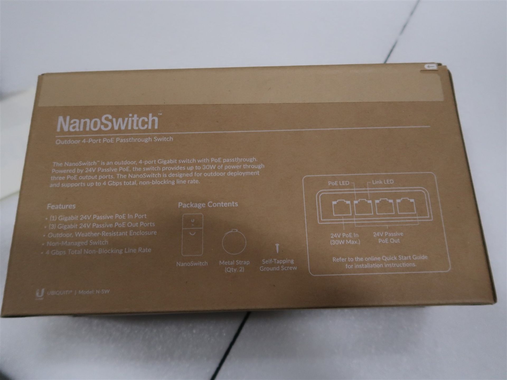 UNIFI NANO SWITCH OUTDOOR 4 PORT POE PASS THROUGH SWITCH N-SW, (BNIB) - Image 2 of 3