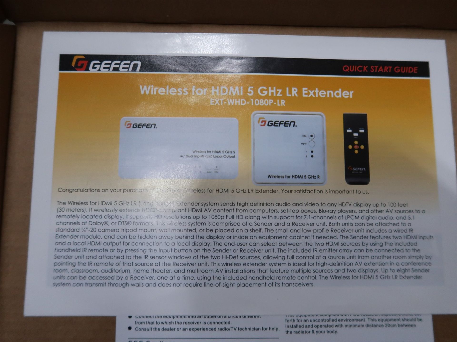 GEFEN WIRELESS RECEIVER EXT WHD-1080PLRCO - Image 3 of 3