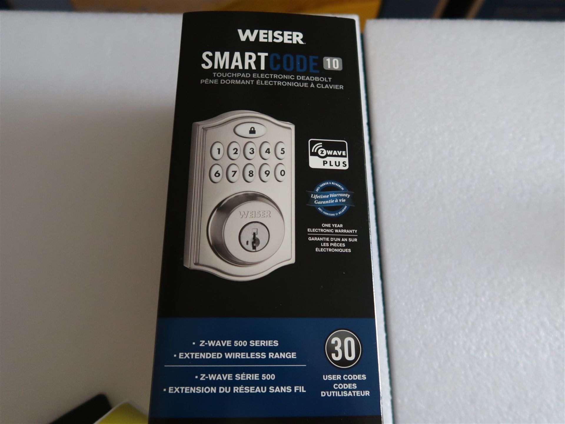 WEISER SMART CODE 10 TOUCH PAD ELECTRONIC DEAD BOLT SILVER FINISH 9GED 18000-016, (BNIB) - Image 2 of 2