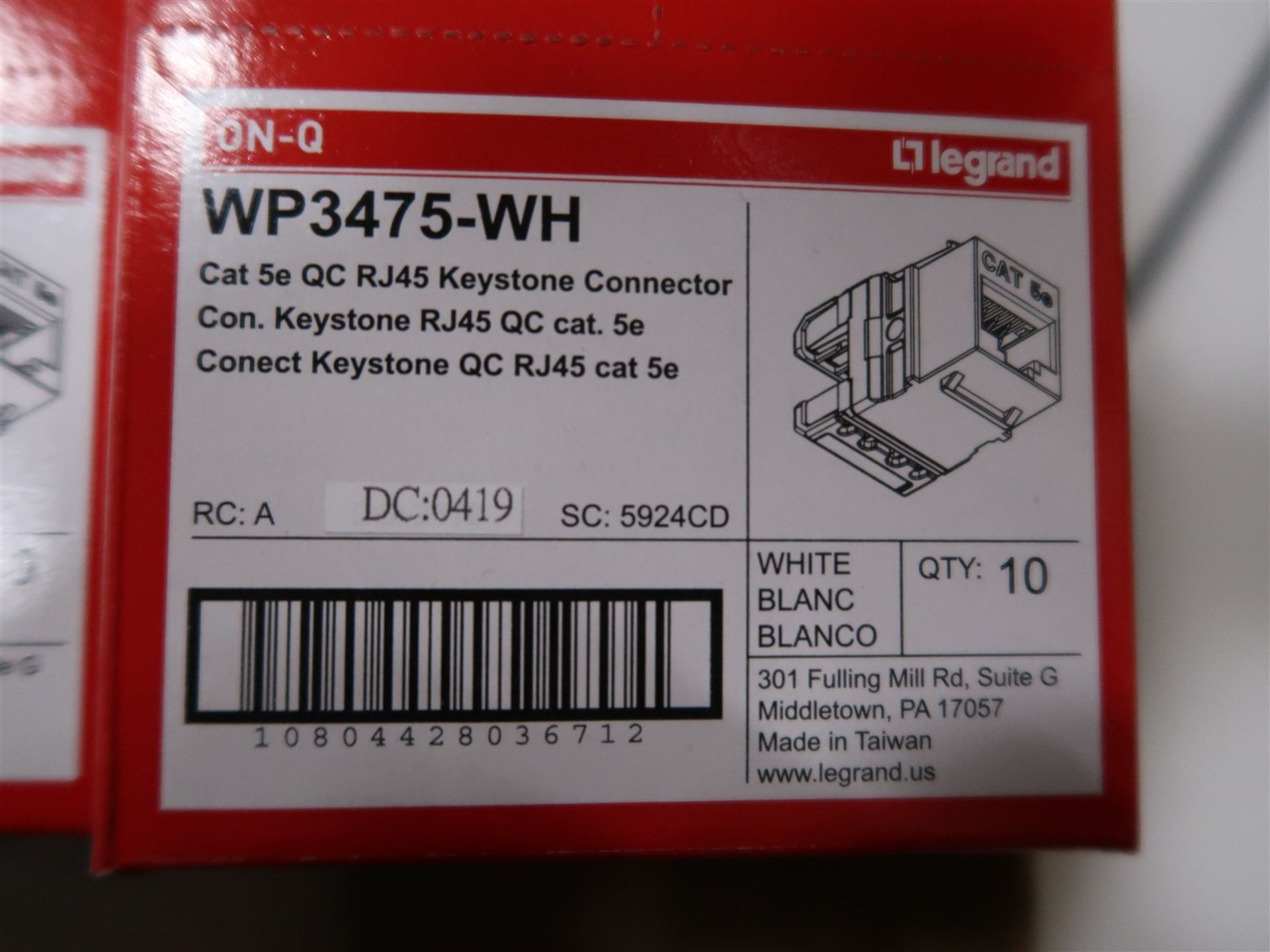 BOXES OF LEGRAND WP-3475-WH CATSE QCRJ45 KEYSTONE CONNECTOR 10 PER BOX - Image 2 of 2