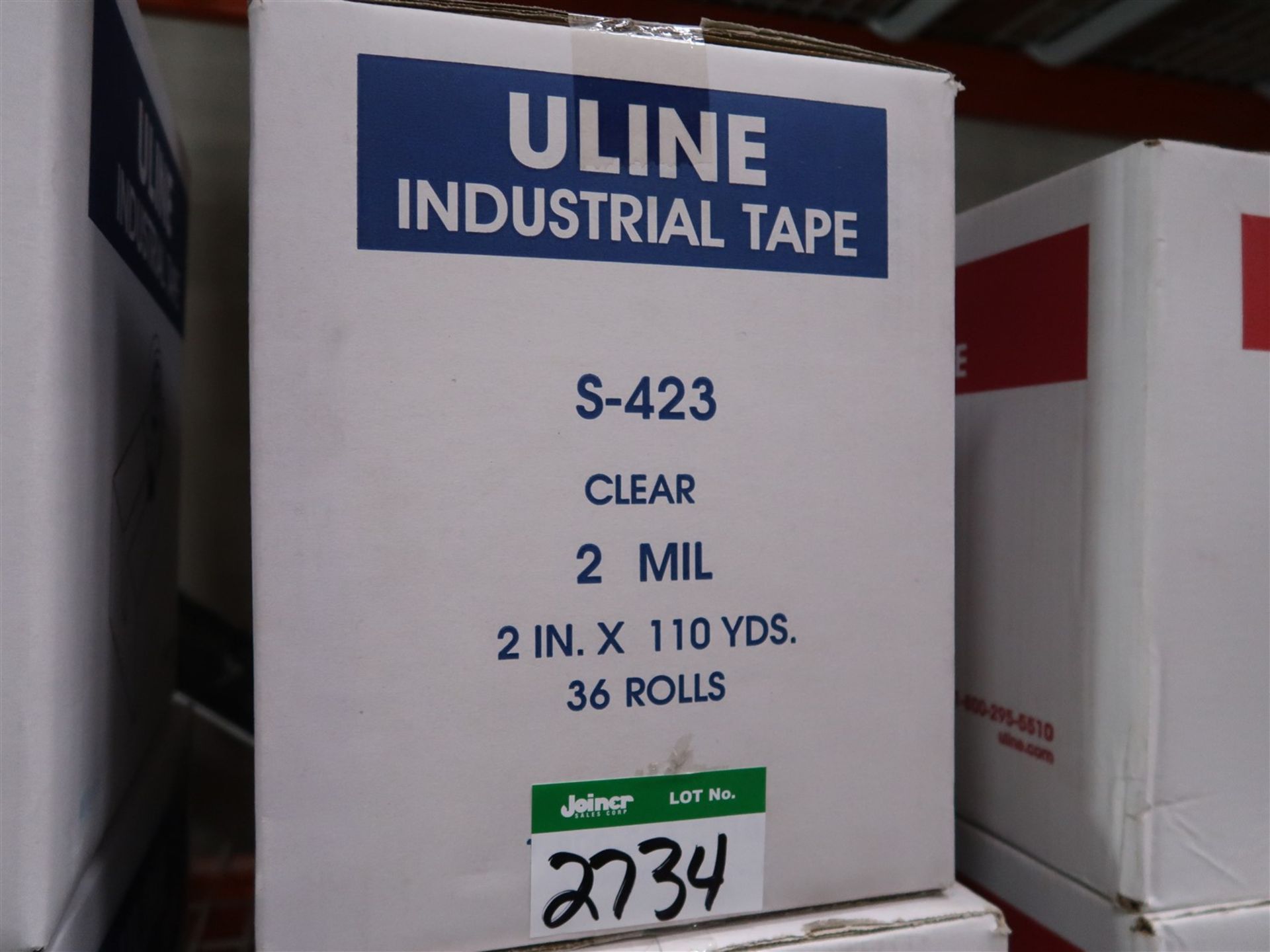 BOX OF ULINE CLEAR 2 IN. S-423 PACKING TAPE 36 ROLLS