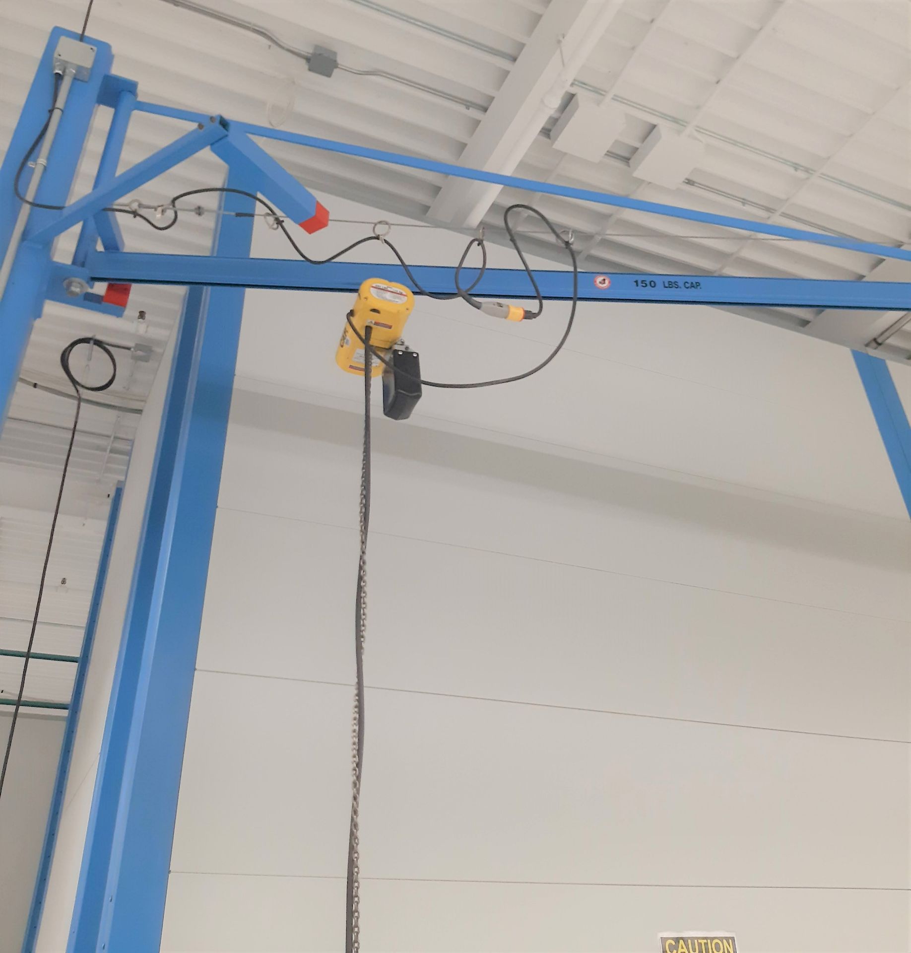 FREE STANDING JIB CRANE W/ BUDGIT HOIST, 150LB CAP. - Image 2 of 5