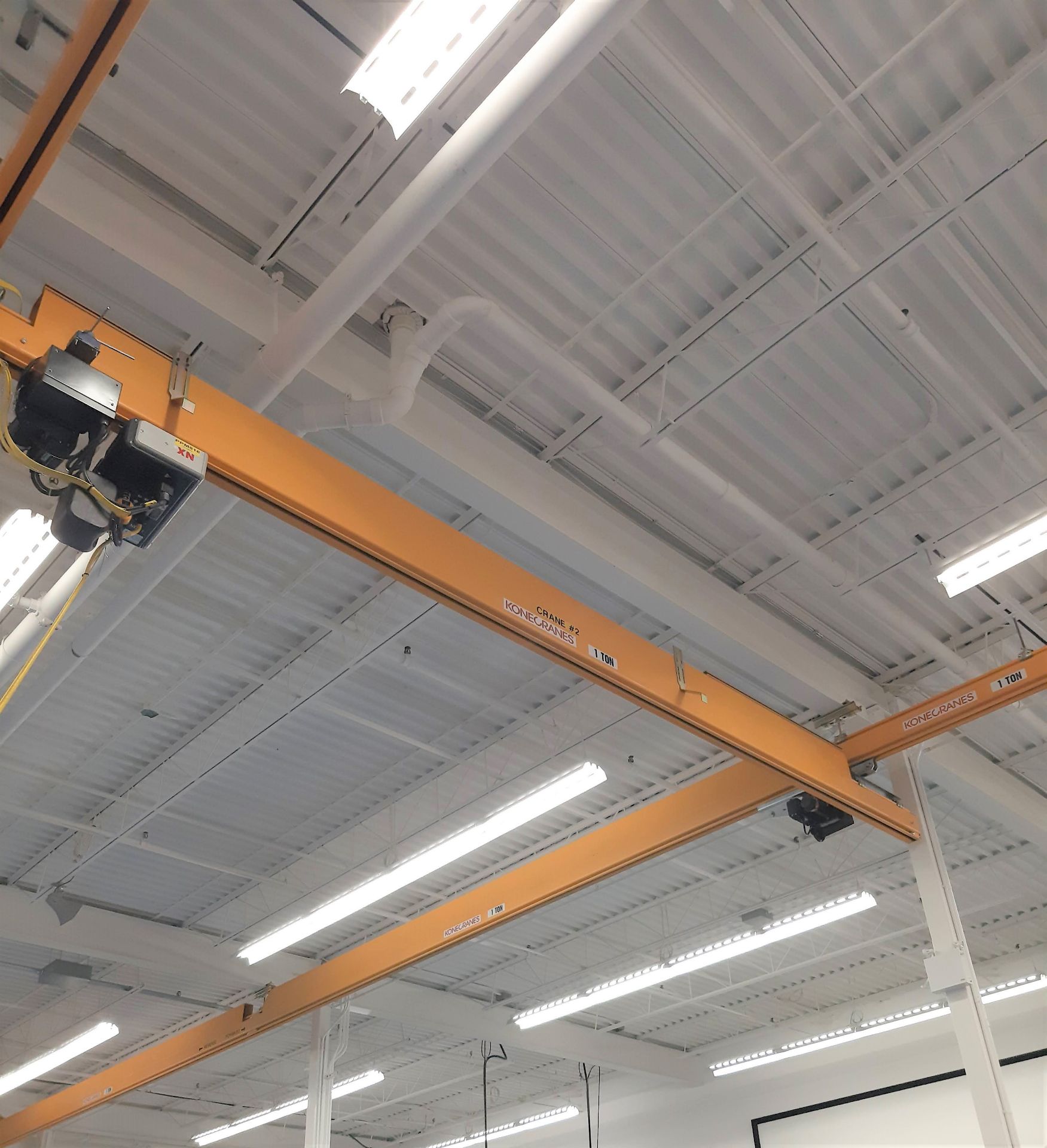 KONE CRANES, 62' RUNWAY x 30' BRIDGE OVERHEAD CRANE SYSTEM W/ ELECTRIC HOIST, PENDANT CONTROL, 1-TON - Image 3 of 6