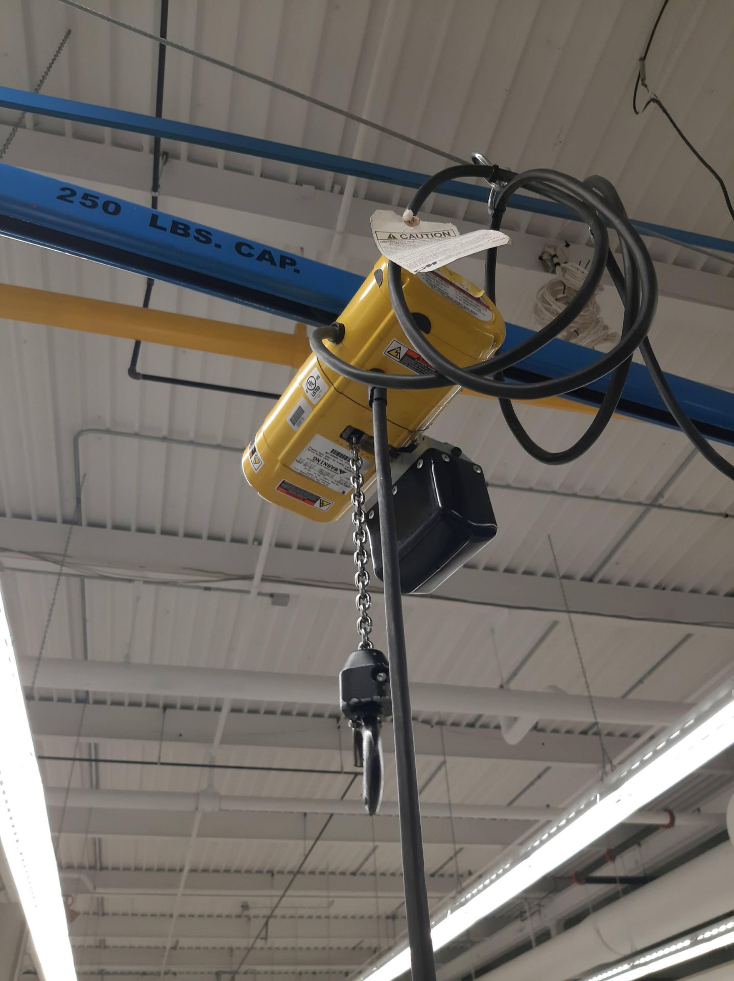 FREE STANDING JIB CRANE W/ BUDGIT HOIST, 250LB CAP. - Image 4 of 5