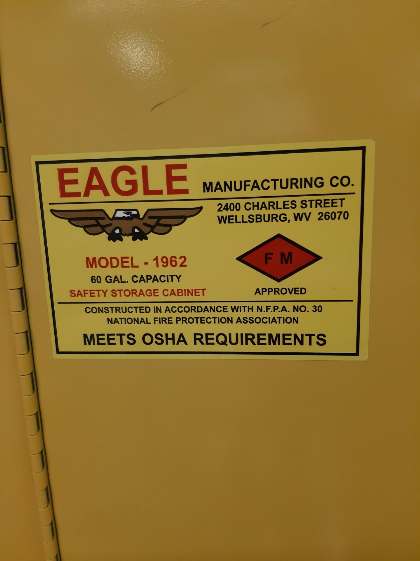 EAGLE MFG. 1962 SAFETY STORAGE CABINET - Image 3 of 3