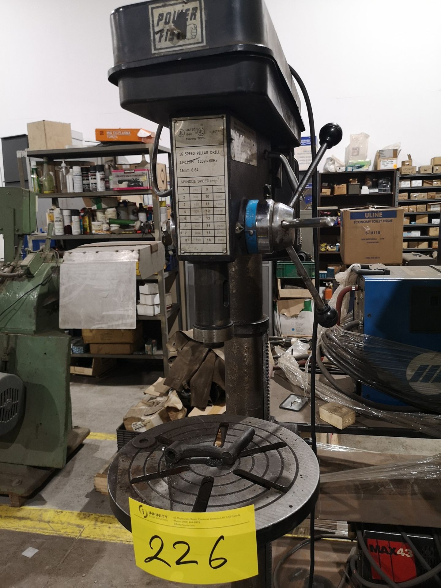 POWER FIST DRILL PRESS, 16 SPEED, PILLAR DRILL MODEL ZJ416H, 3/4HP, 120V, 1,700 RPM (LOCATED IN - Image 2 of 3